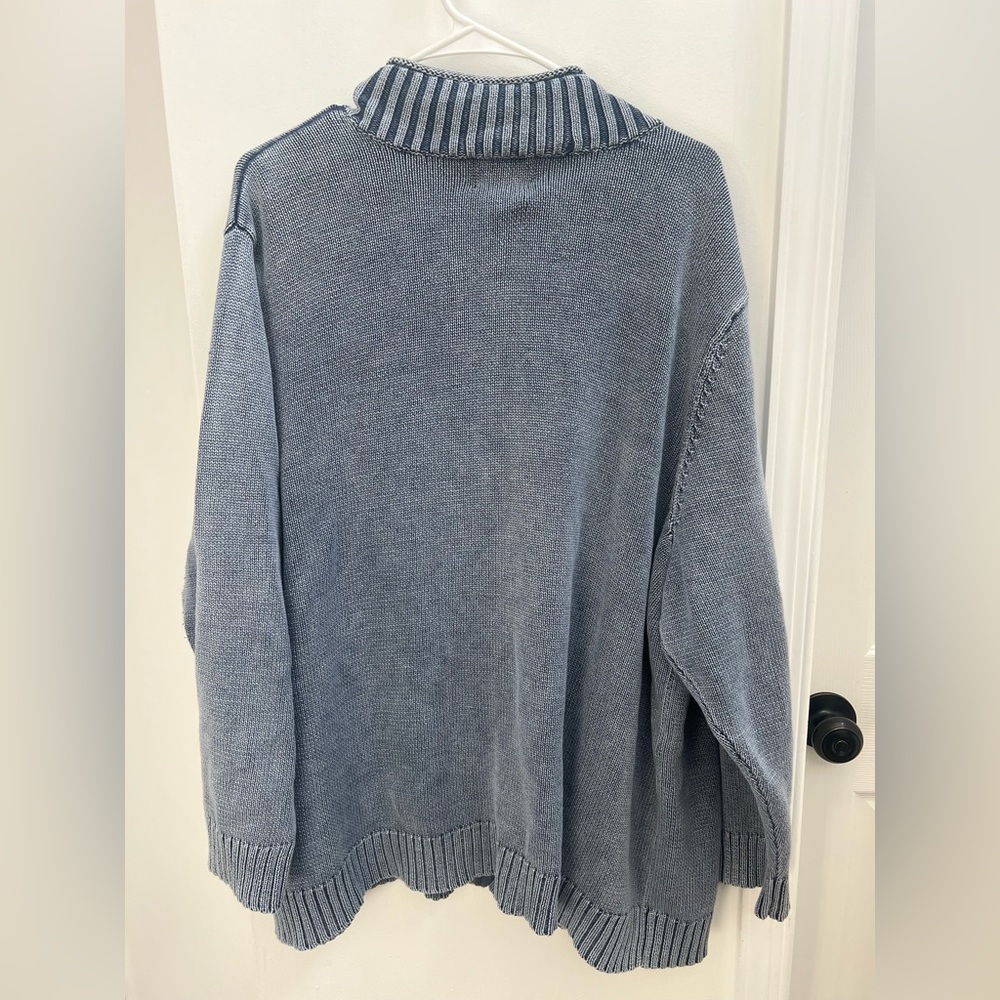 Quacker Factory Women’s Blue Denim Zip Sweater With Stones Size 3X - Picture 8 of 9